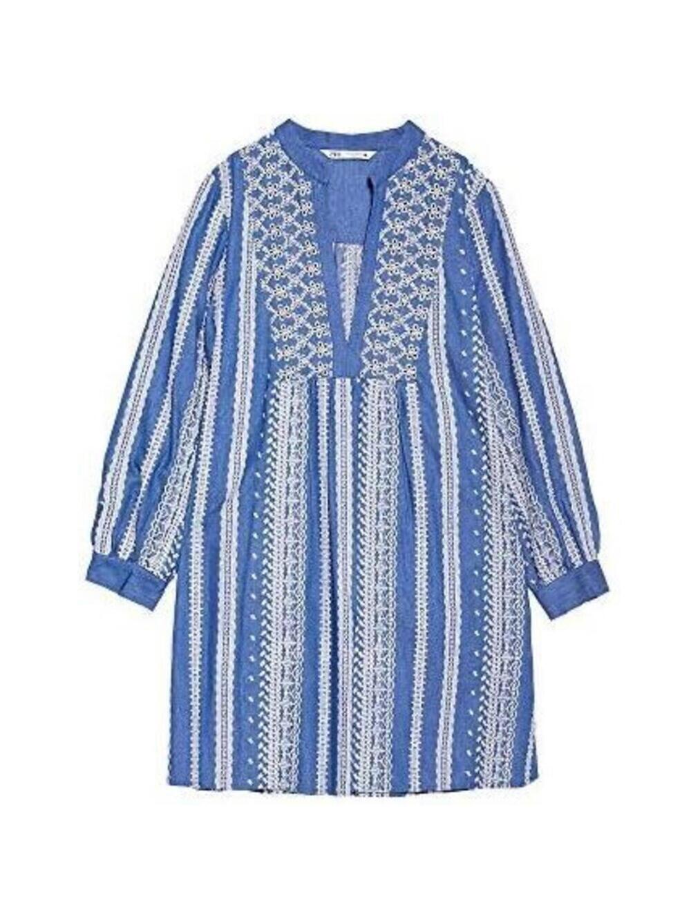 Zara Women Embroidered mini dress sz S oversized